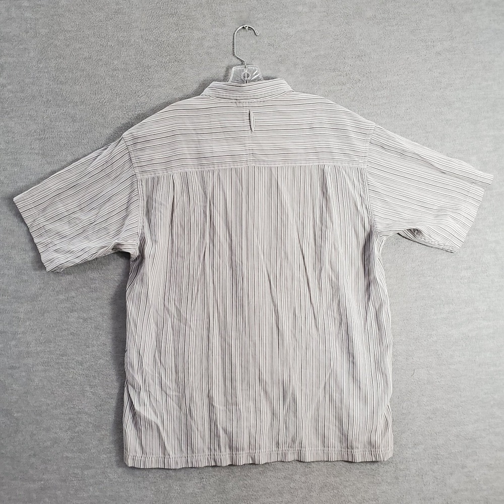 The North Face Men Button Up Shirt XL Gray Striped Mesh Zip Pocket Hiking Collar - Picture 7 of 9